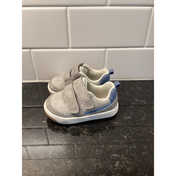 Stride rite Prana boys size 3M hook and loop sneaker shoe gray and blue - Picture 5 of 9